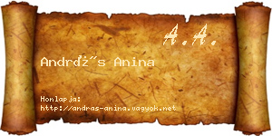 András Anina névjegykártya